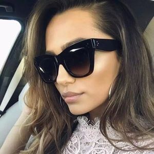Celine-style black cat eye sunglasses